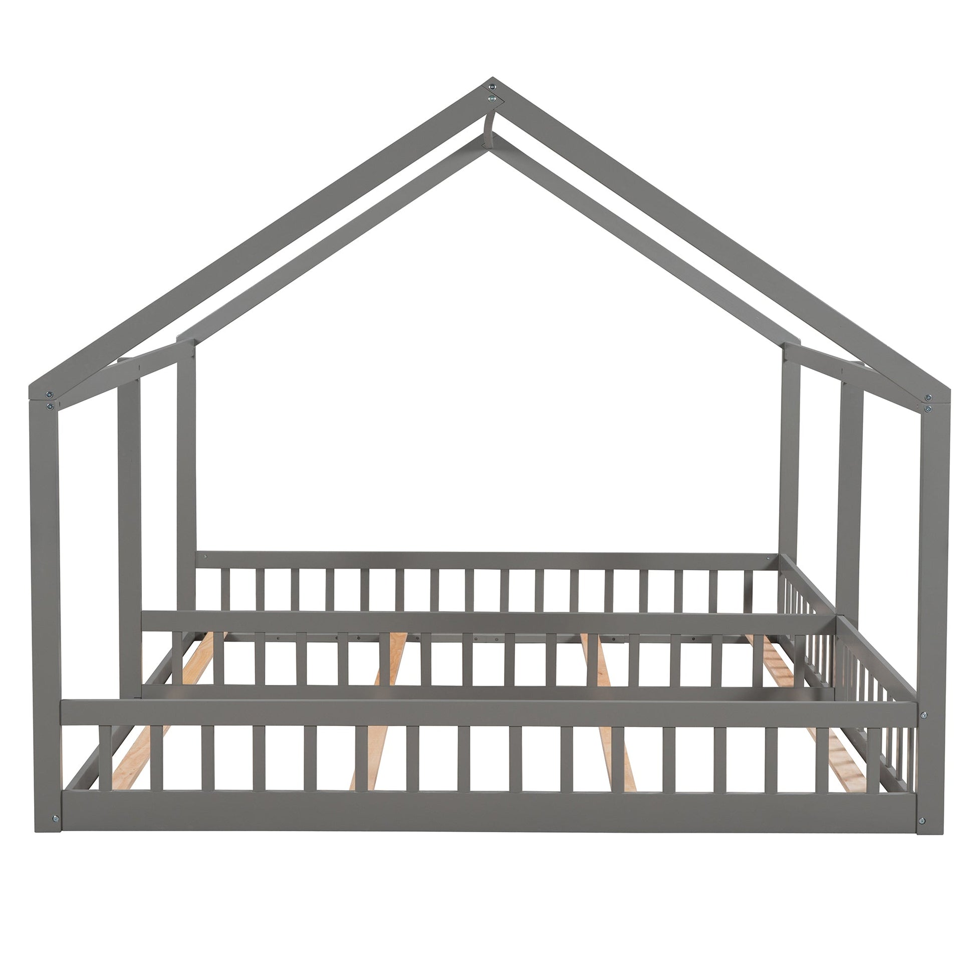 Twin Size House Platform Beds Two Shared Beds Gray - Korvel