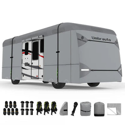 Umbrauto Class A RV Cover Upgraded Heavy Duty 7 Layers Top Windproof Breathable Class A Motorhome Camper Cover,Grey - Korvel