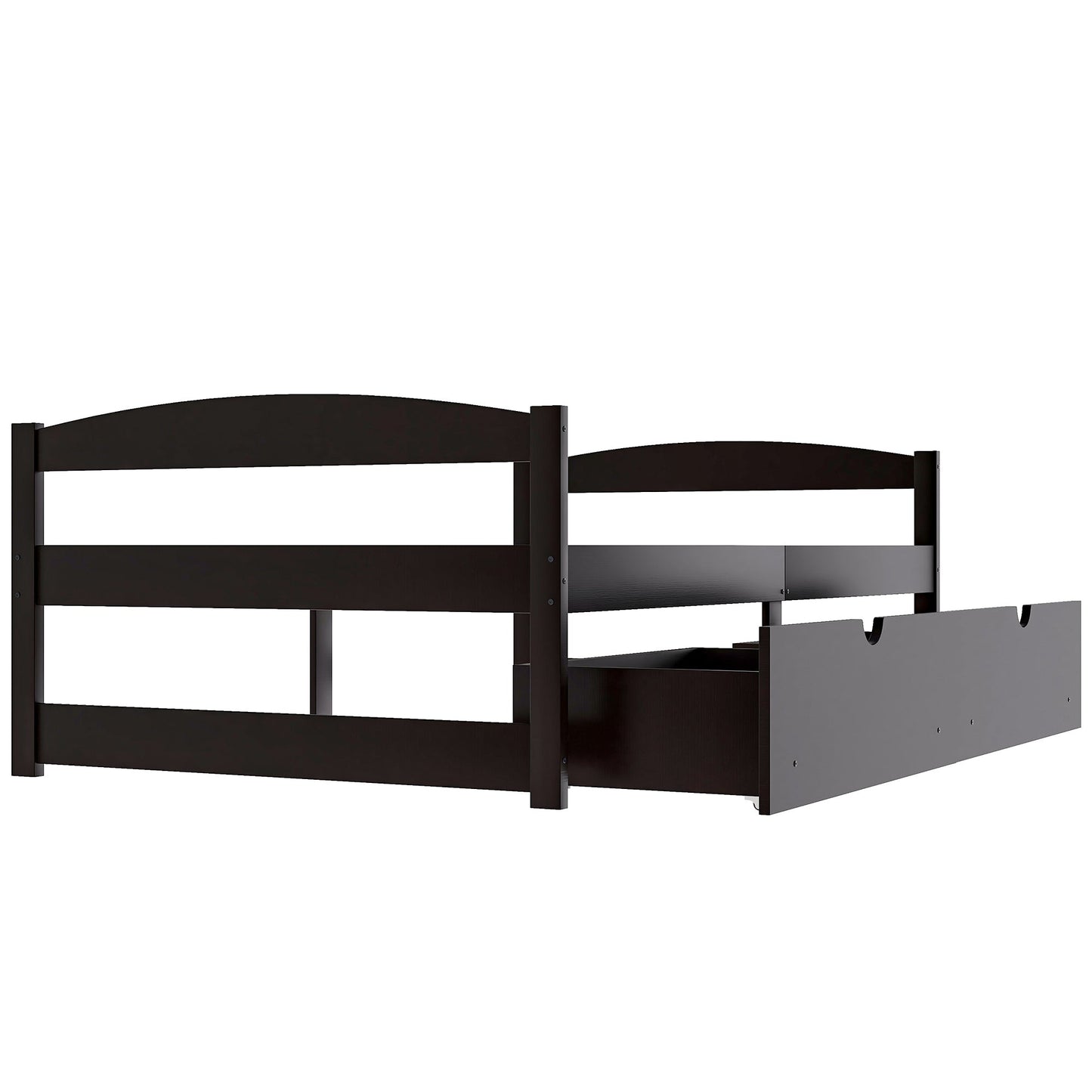 Espresso Twin Size Platform Bed with Two Drawers