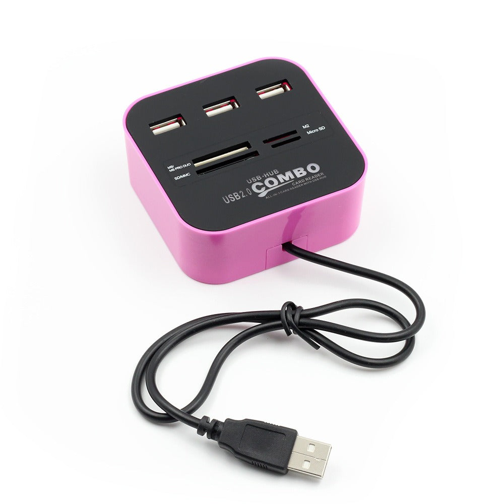 USB HUB Combo All In One USB 2.0 Micro SD High Speed Card Reader 3 Ports Adapter Connector For Tablet PC Computer Laptop - Korvel