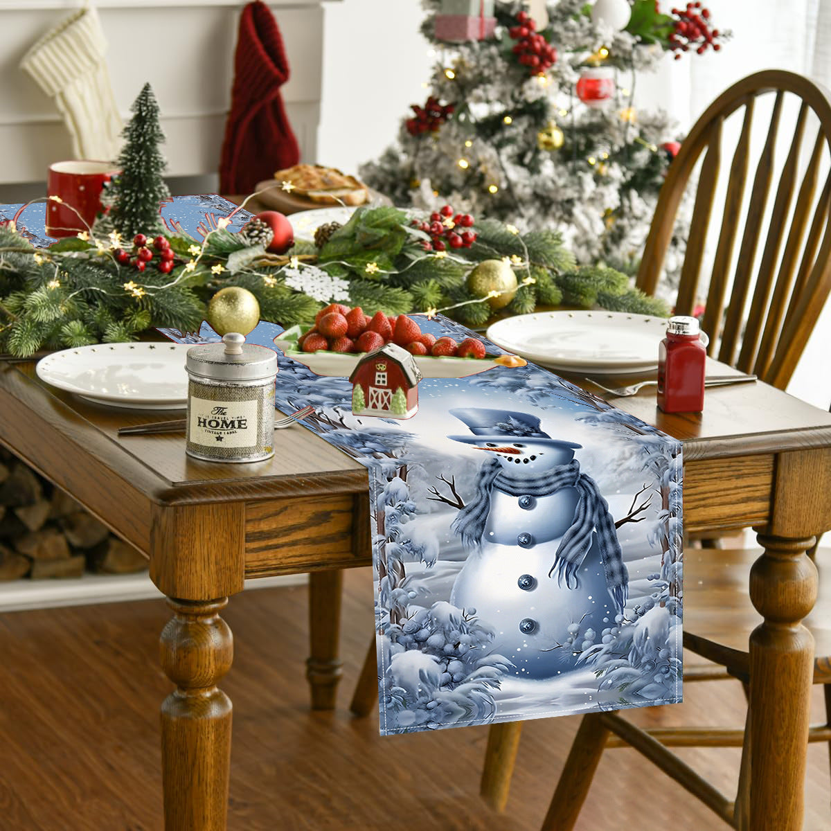 Christmas Snowman Table Flag Festival Restaurant Tablecloth Mat Tablecloth Home Kitchen Table Decoration Tea Flag - Korvel