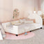 Twin Size Upholstered Daybed with Carton Ears Shaped Headboard White - Korvel