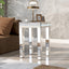 ON-TRANS glass mirror edge table, easy to assemble crystal design and adjustable height leg edge table, silver - Korvel