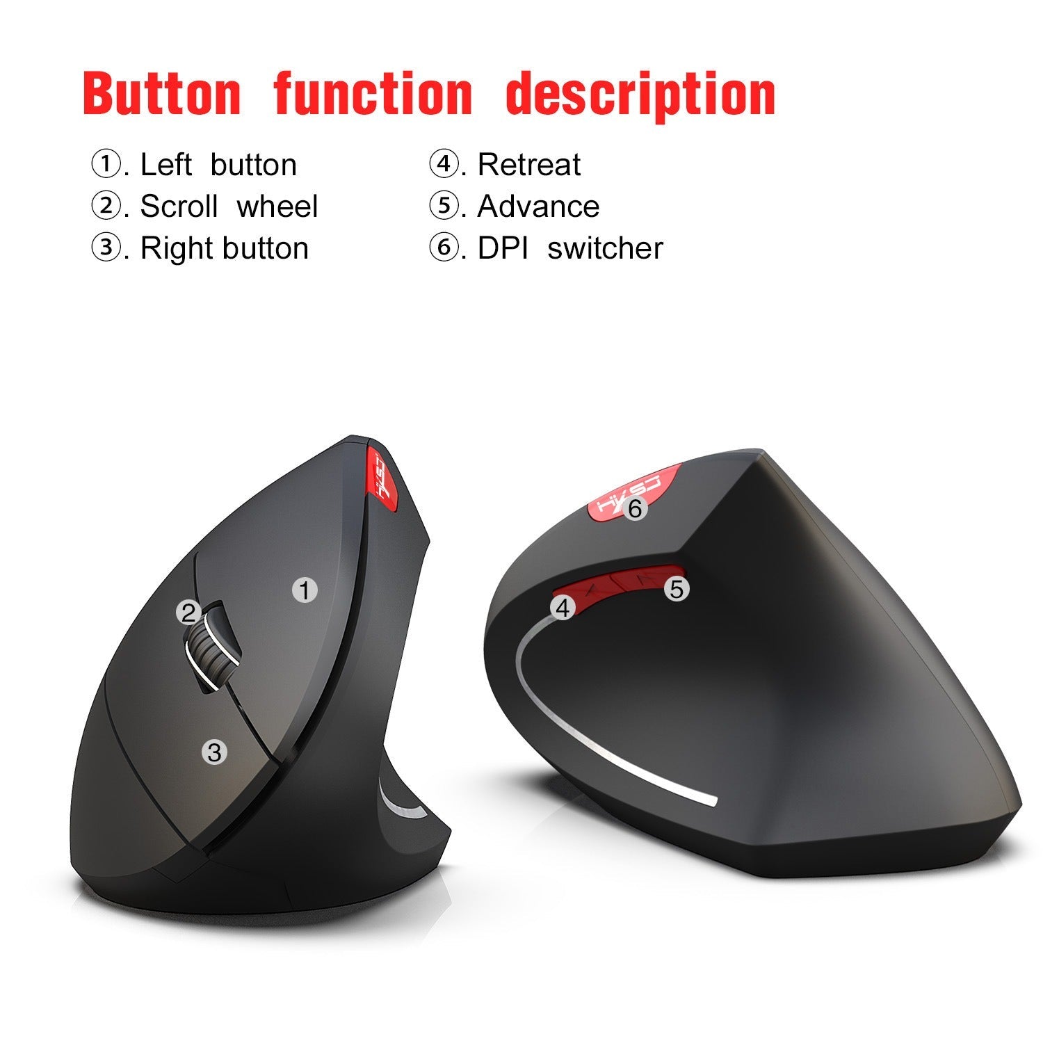 New Wireless Mouse 2.4G Vertical Health Mouse External Battery 6D Design Computer Office - Korvel