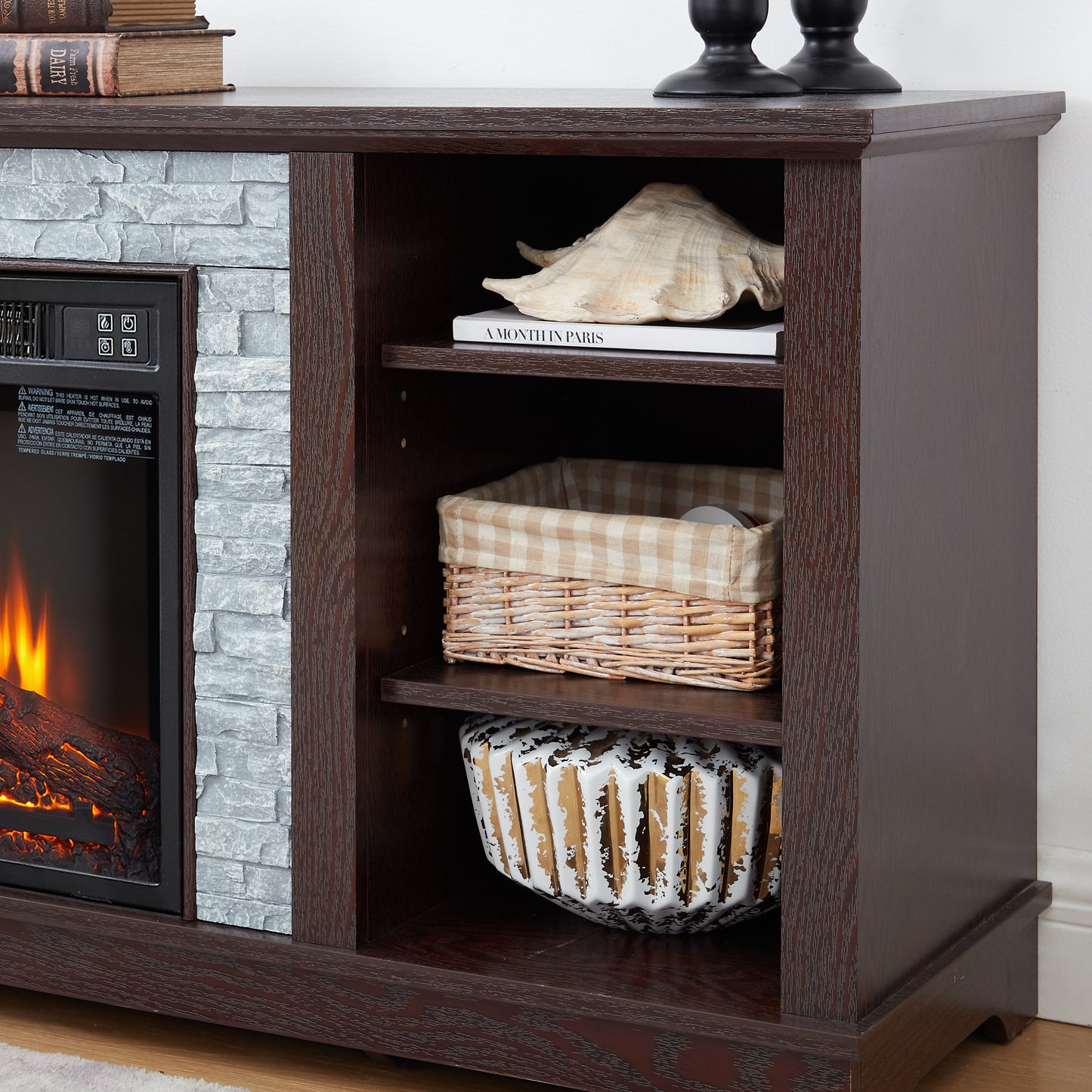 Cherry Colored 18" Fireplace Entertainment Console