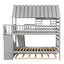 Lit superposé jumeau sur jumeau avec trundle et toboggan - Gris