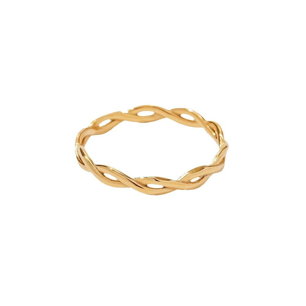 European and American Ring Twisted Linear Geometric Hollow Stacked Ring - Korvel