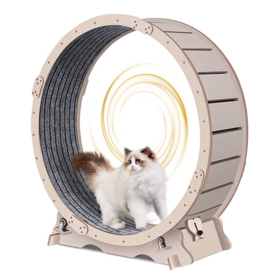 Cat Exercise Wheel for Indoor Cats - Natural Wood Finish