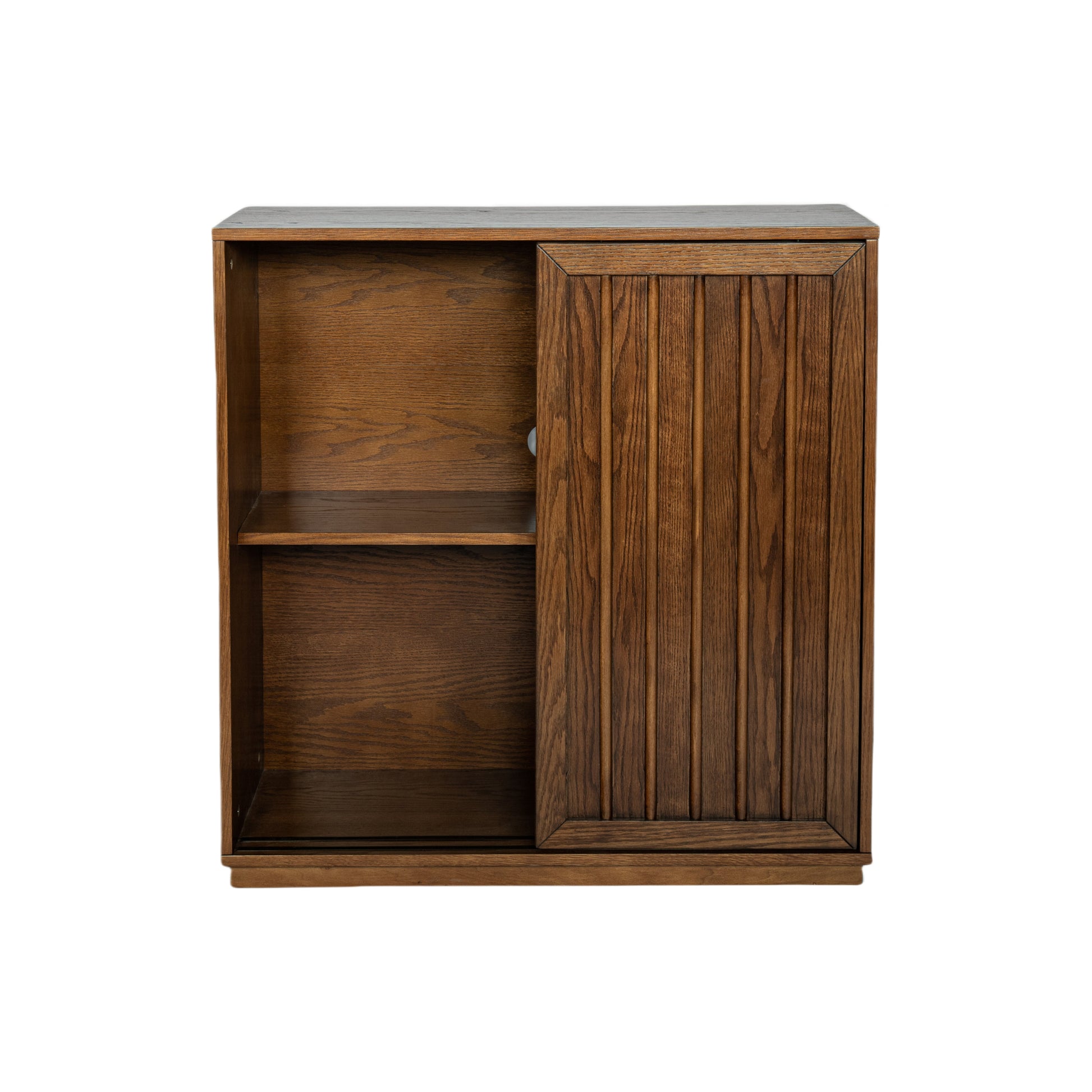 Medieval side panel with 2 sliding doors and solid wood decorative strips, storage cabinet - Korvel