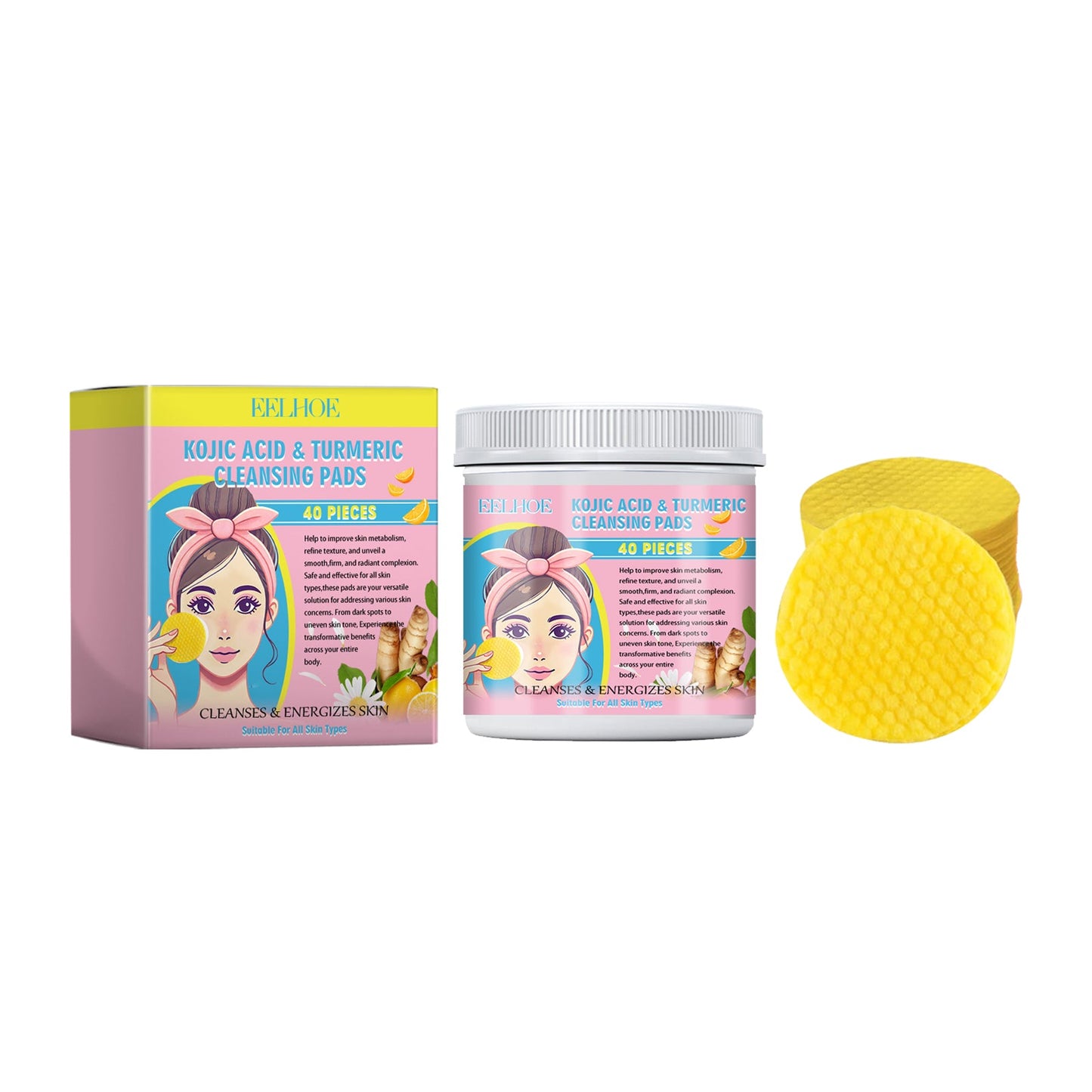 Turmeric Acid Cleansing Pad Gently Cleanses Face Skin With Refreshing And Balanced Oil Skin Care Cleansing Pad - Korvel
