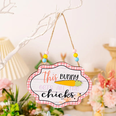 Colorful Wooden Letter Bead String Pendant for Easter Decor