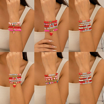Colorful Bohemian Soft Ceramic Elastic LOVE Bead Bracelet