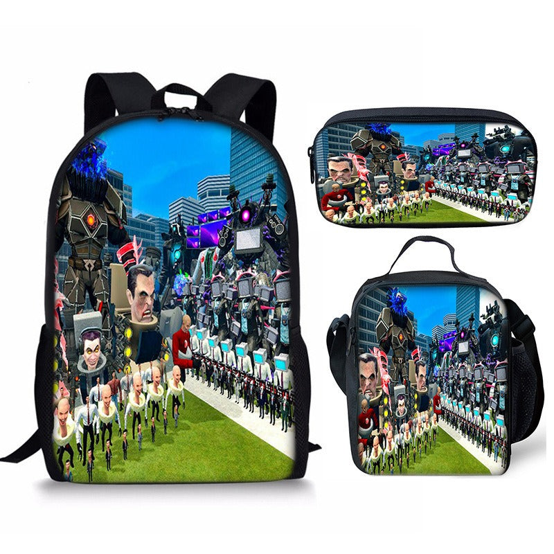Conjunto de mochila Skibidi Toilet Man de 3 piezas para la escuela
