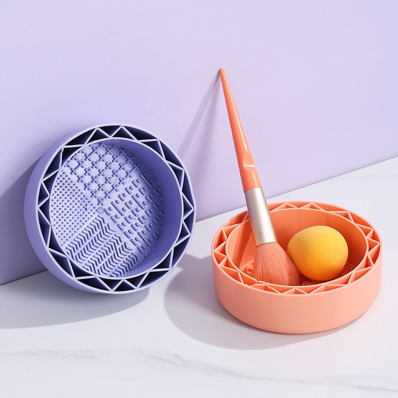 Reusable Makeup Brushes Cleaning Bowl Soft Texture Silicone Cosmetic Beauty Washing Bowl - Korvel