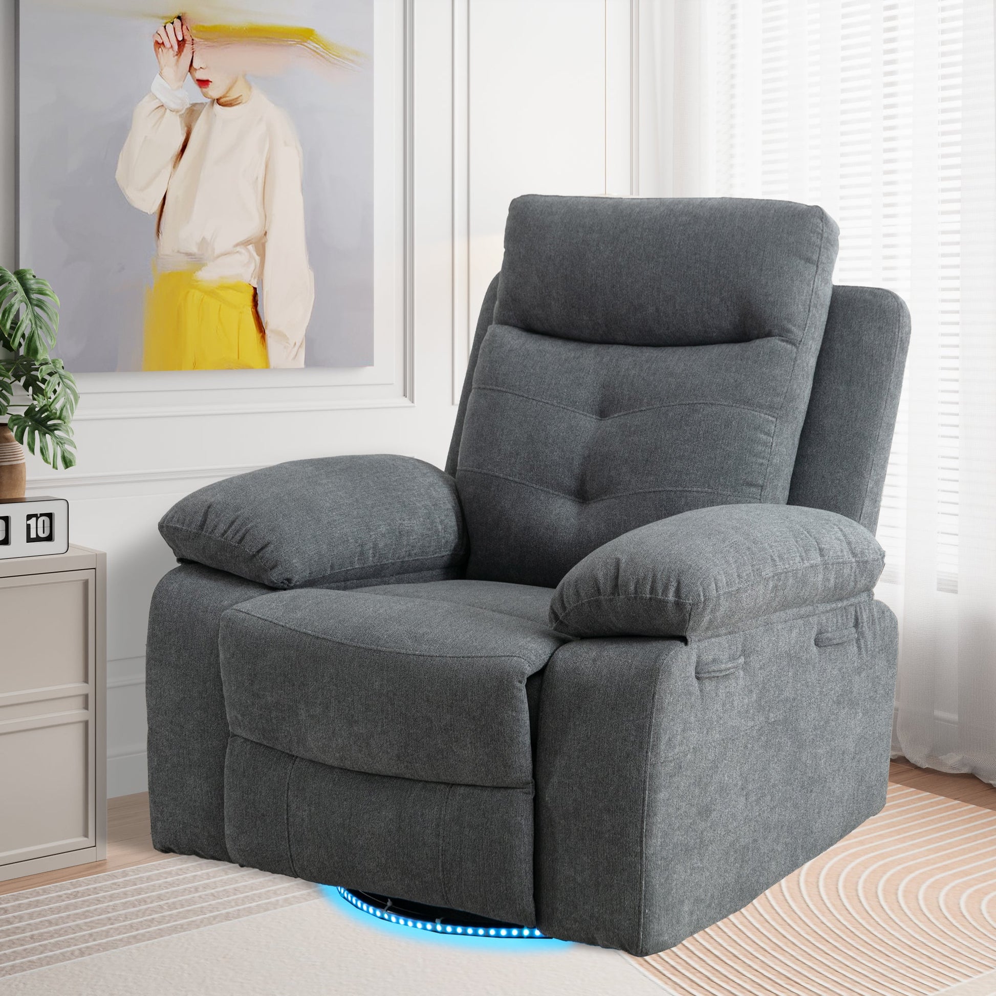 270 degree rotating electric recliner speaker with LED light, USB+C charging port, extendable foot pedal, adjustable backrest - Korvel