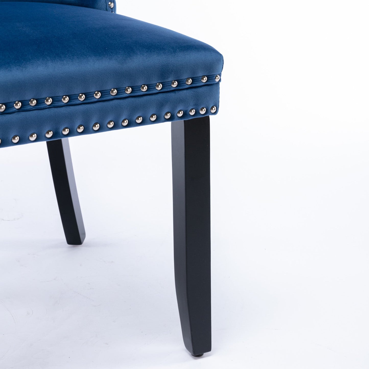 High-end Tufted Solid Wood Contemporary Velvet Upholstered Dining Chair with Wood Legs Nailhead Trim 2-Pcs Set Blue - Korvel
