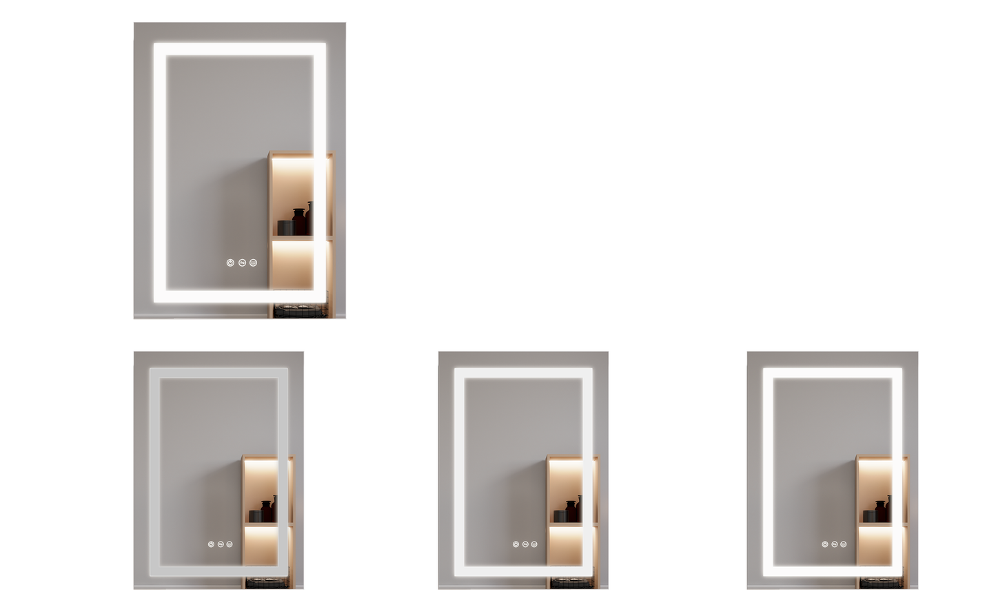 26x20 inch(Left Door) bathroom medicine cabinet with LED mirror 3000K~6000K single door lighting bathroom cabinet with touch switch adjusta - Korvel