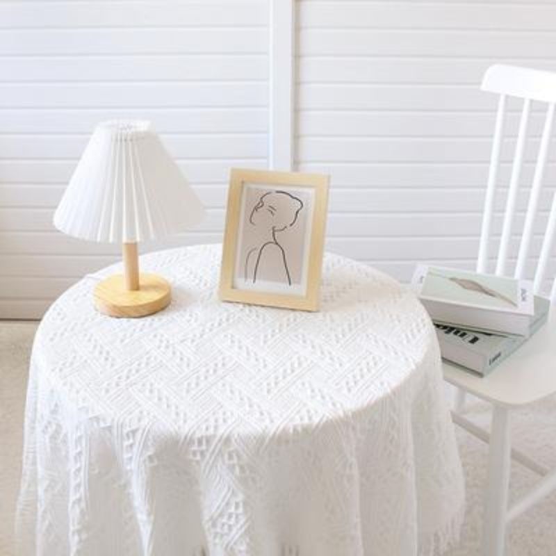 Lace White Tablecloth Ins Style Coffee Table Cloth Art Photo French Retro Knitting - Korvel