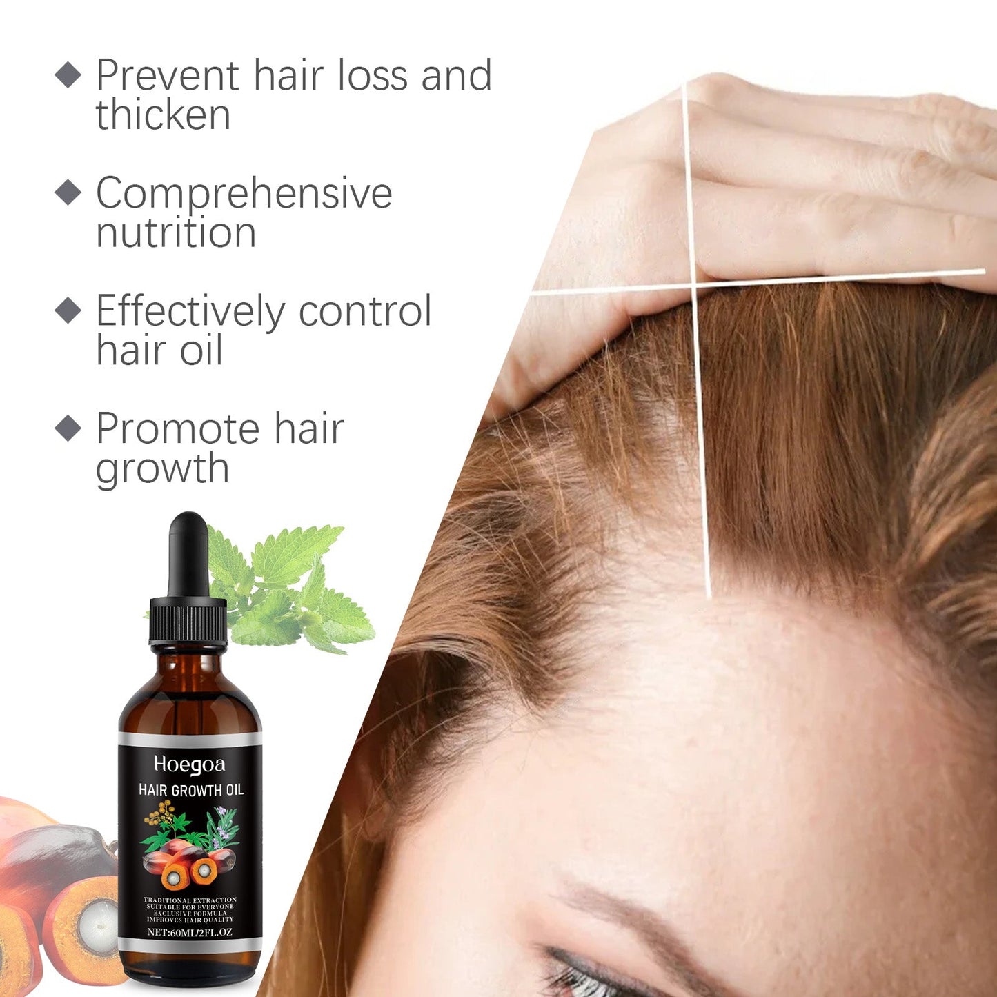 Essence de soin capillaire à l'huile de palme pour des cheveux nourris et résistants