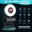 Cámara web 4K de alta definición con enfoque automático y luz de relleno