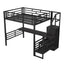 Cama loft de metal de tamaño completo con escritorio y opciones de almacenamiento