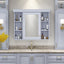35'' x 28'' Blue Wall Mounted Bathroom Storage Cabinet with Mirror Door, Modern Bathroom Wall Cabinet with Mirror - Korvel