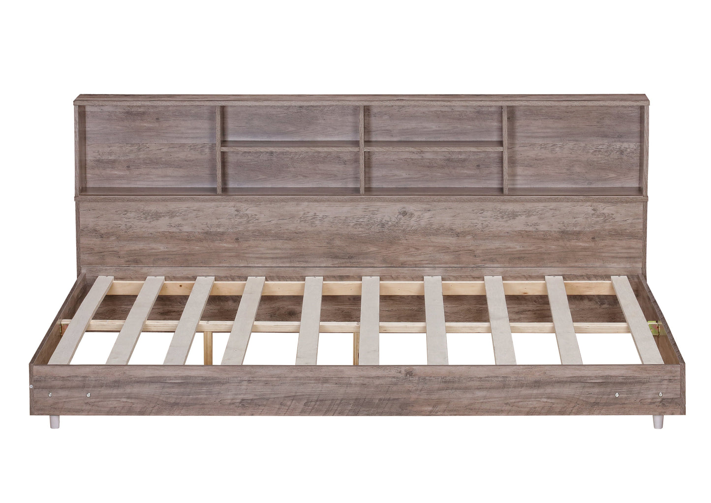 Full Size Daybed Frame with Storage Bookcases Wood Light Oak - Korvel