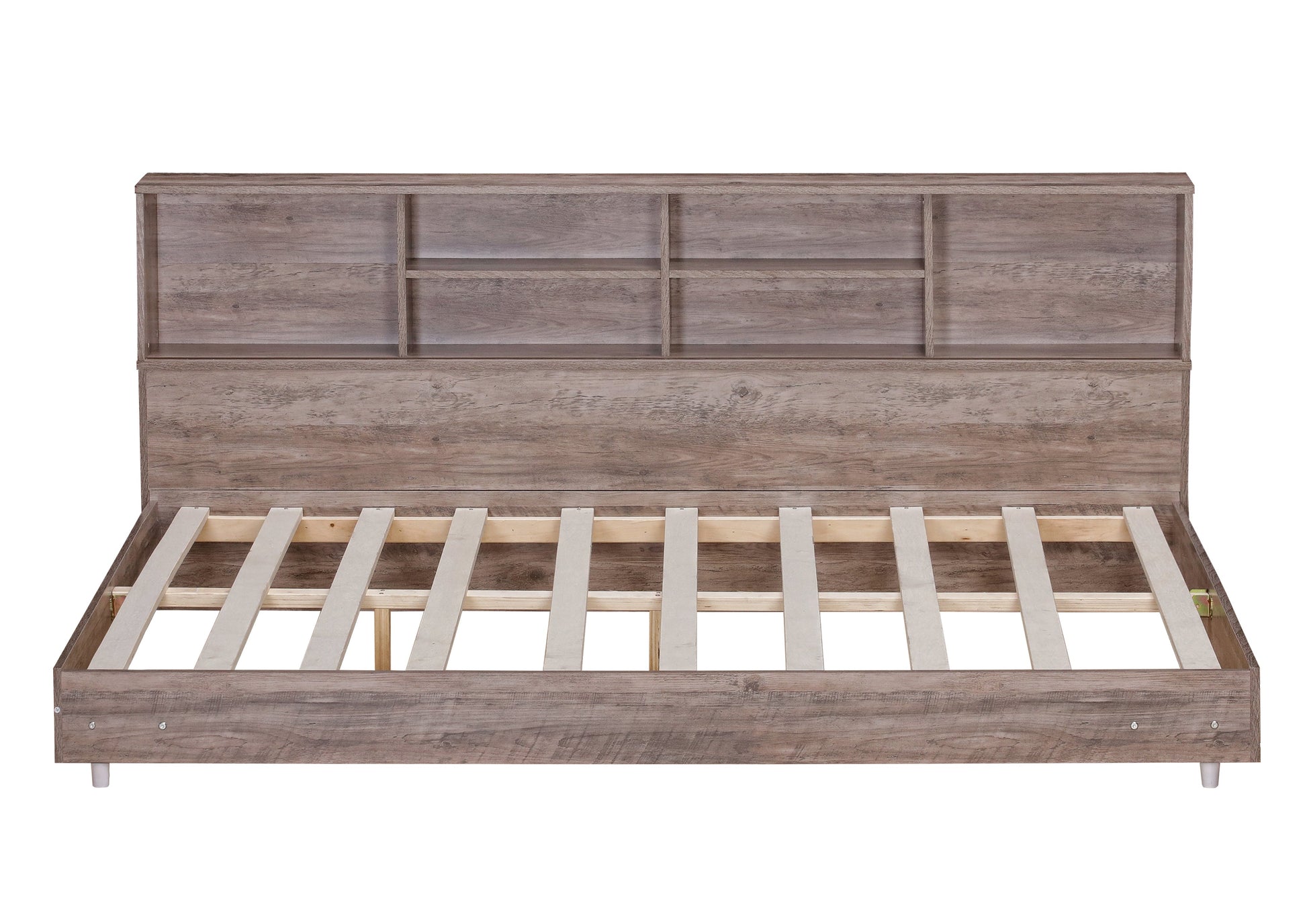 Full Size Daybed Frame with Storage Bookcases Wood Light Oak - Korvel