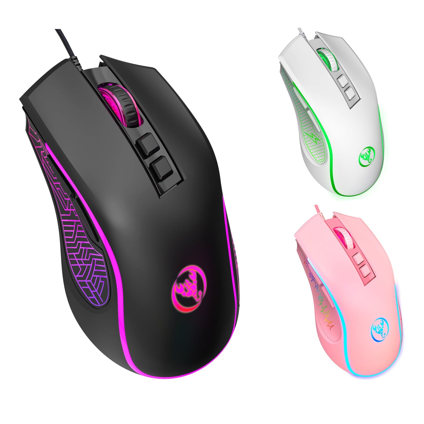 X100 wired gaming mouse with colorful glowing e-sports office mouse adjustable 3600dpi - Korvel