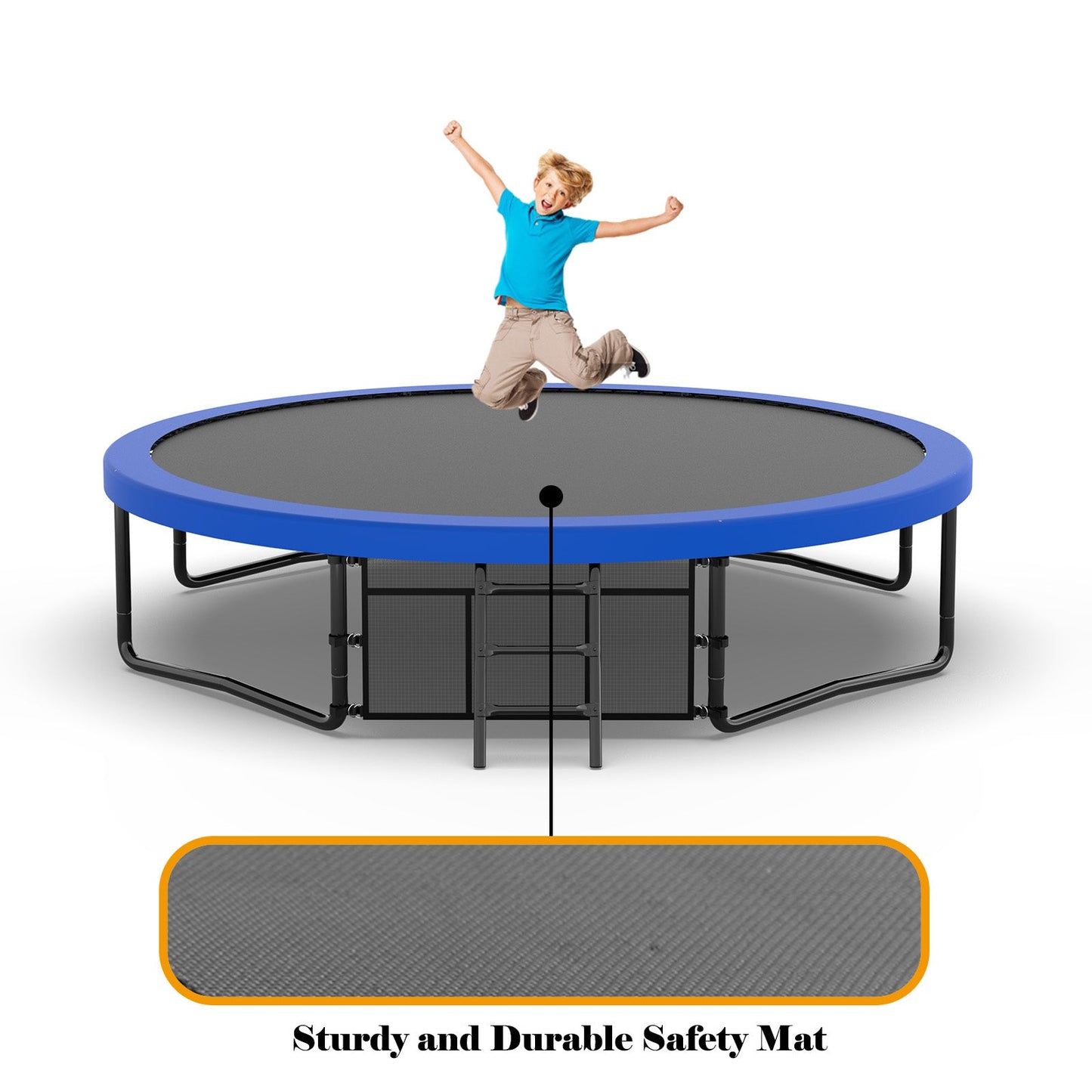 Trampolín para niños de 12 pies con red de seguridad y escalera