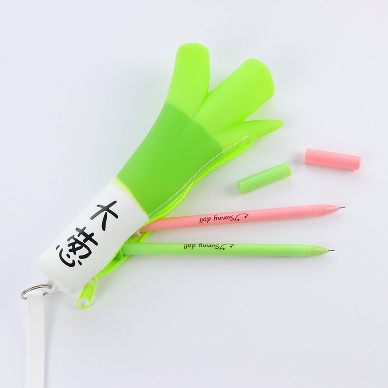 Trousse à crayons en silicone banane oignon vert créatif
