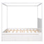 Elegant Queen Size Canopy Platform Bed with Trundle & Storage