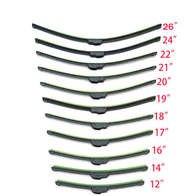 Universal Frameless Rubber Windshield Wiper Blade - Multiple Sizes