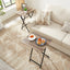 2-piece folding TV tray table without assembly, portable sofa side table, brown and black - Korvel