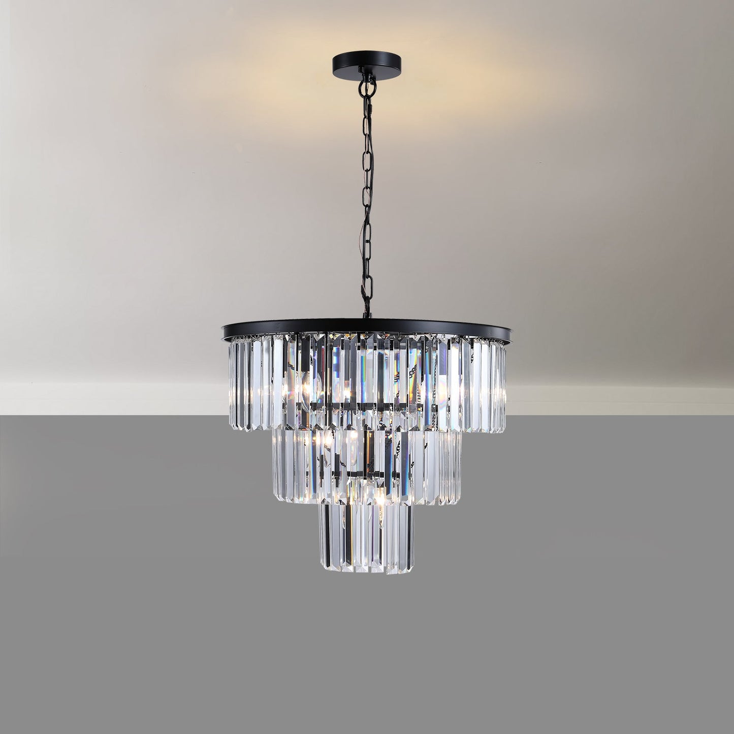 Candelabro de Cristal Negro de Lujo para Espacios Modernos