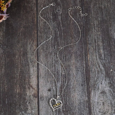 Alloy Inlaid Zircon Heart Pendant Necklace - Korvel