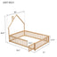 Full House-Shaped Headboard Floor Bed with Fence - Natural