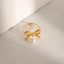 Elegant Stainless Steel Pearl Bow Ring
