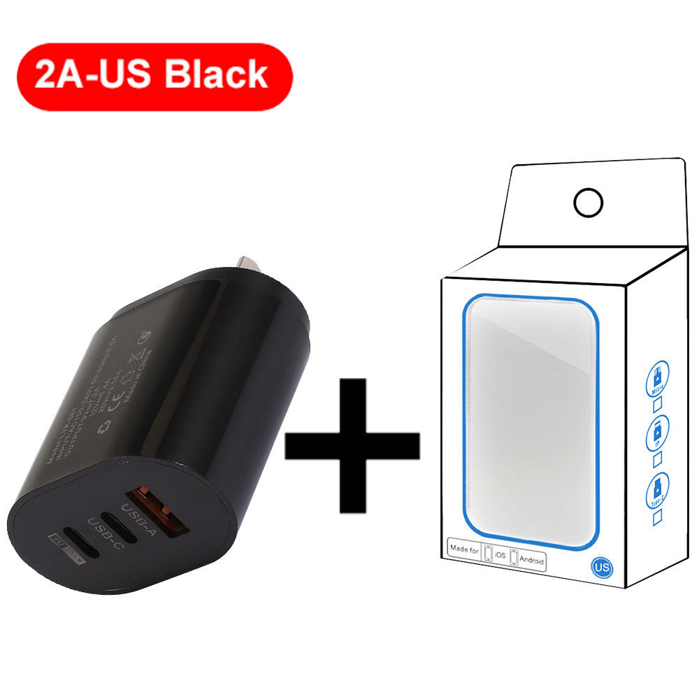 Type-C Mobile Phone Charger 2A USB & PD Multi-Port Travel Adapter