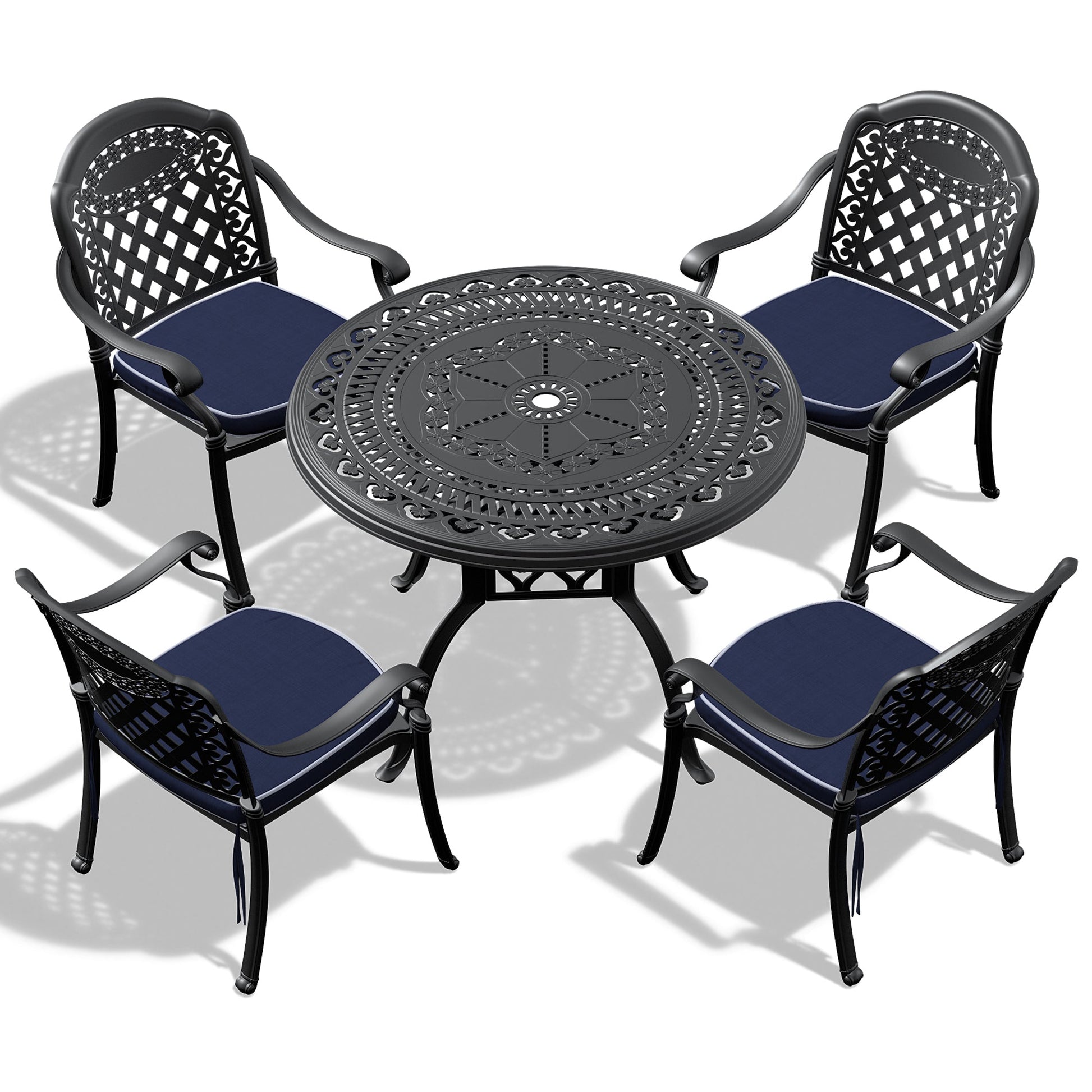 (Cushions In Random Colors)5-Piece Set Of Cast Aluminum Patio Furniture With Cushions - Korvel