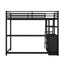 Twin Size Metal&Wood Loft Bed with Desk and Shelves, Two Built-in Drawers, Black - Korvel