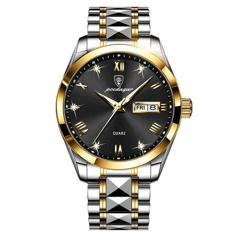 Reloj de Hombre Suizo Impermeable con Doble Calendario y Brillo