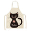 Cat Kitchen Aprons For Women Cotton Linen Bibs Household Cleaning Pinafore Home Cooking Apron kids kitchen barber - Korvel