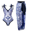 Elegant Two-Piece One-Piece Swimsuit with Skirt