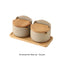 Japanese Ceramic Seasoning Jar Set with Bamboo Lid
