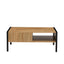 40.16" Rattan Coffee table, sliding door for storage, metal legs, Modern table for living room , natural - Korvel