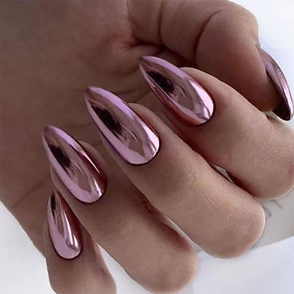 Wearable Nails European and American Style Electroplated Fake Nails Bronze Wearable Patch Manicure Nail Finished Products - Korvel