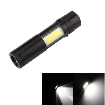 Mini Portable Aluminum LED Flashlight XPE COB Work Light Lanterna Powerful Pen Torch Lamp 4 Modes Use 14500 or AA - Korvel