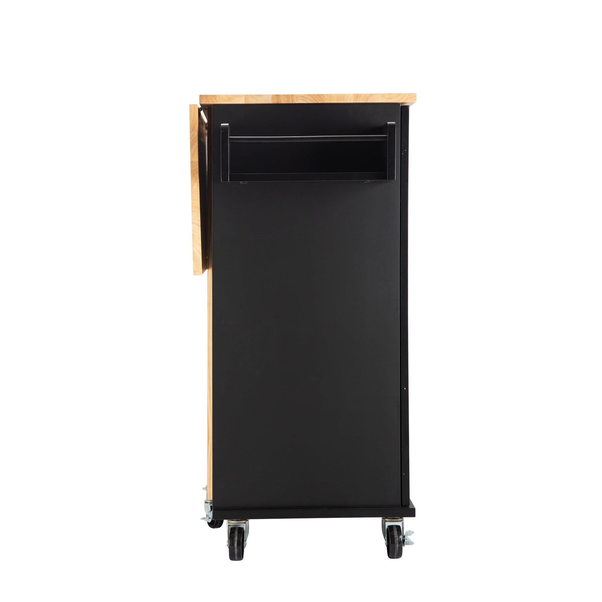 Kitchen Island & Kitchen Cart Mobile Kitehcn Island with Extensible Rubber Wood Table Top - Korvel