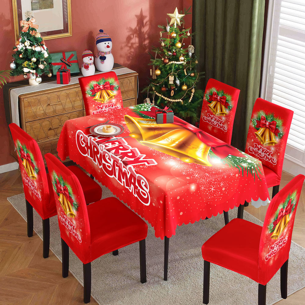 Christmas Waterproof Printed Tablecloth & Chair Cover Set
